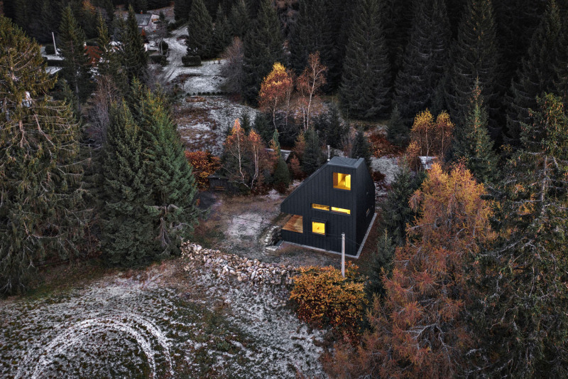 Inspirací byla architektovi představa rozhledny, ze které je možné pozorovat okolní lesy a život v nich