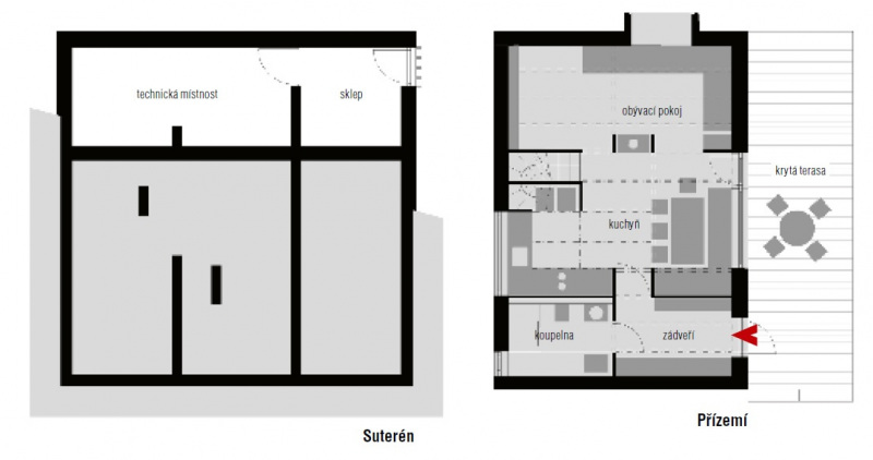 Suterén a přízemí